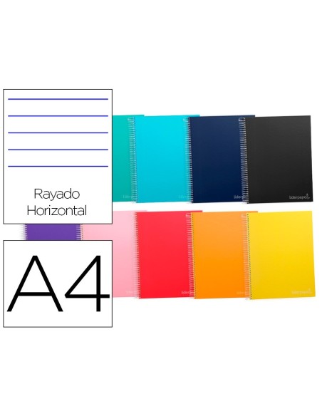 CUADERNO ESPIRAL LIDERPAPEL A4 MICRO JOLLY TAPA FORRADA 140H 75 GR HORIZONTAL 5 BANDAS4 TALADROS COLORES SURTIDOS
