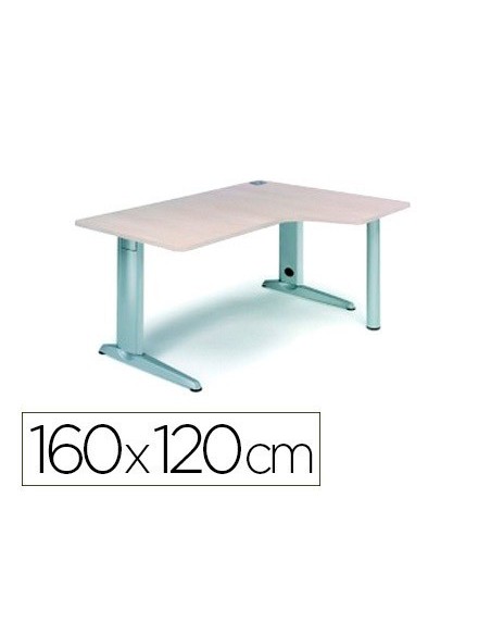 MESA ROCADA SERIE METAL 160X120 CM DERECHA ACABADO AC02 GRIS