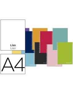 CUADERNO ESPIRAL LIDERPAPEL A4 MICRO JOLLY TAPA FORRADA 140H 75 GR LISO 5 BANDAS 4 TALADROS COLORES SURTIDOS