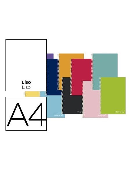 CUADERNO ESPIRAL LIDERPAPEL A4 MICRO JOLLY TAPA FORRADA 140H 75 GR LISO 5 BANDAS 4 TALADROS COLORES SURTIDOS