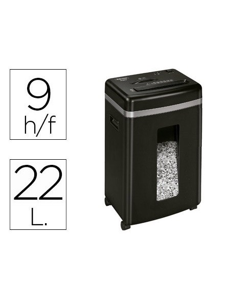DESTRUCTORA DE DOCUMENTOS FELLOWES 450M CAPACIDAD DE CORTE 9 HOJAS DESTRUYE GRAPAS CLIPS TARJETAS Y CD 22 LITROS