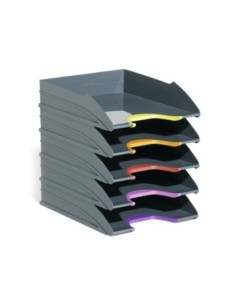 BANDEJA SOBREMESA DURABLE PLASTICO GRIS 255X55X330 MM PACK DE 5 UNIDADES