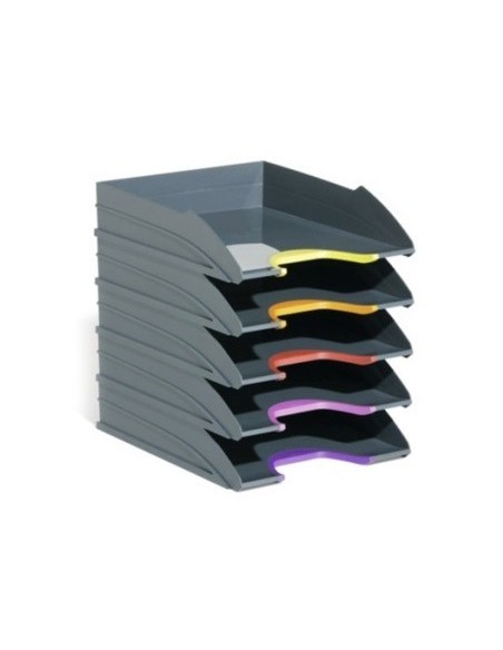 BANDEJA SOBREMESA DURABLE PLASTICO GRIS 255X55X330 MM PACK DE 5 UNIDADES