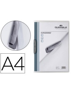 CARPETA DURABLE DURASWING DOSSIER PINZA LATERAL GIRATORIA POLIPROPILENO DIN A4 GRAFITO 30 HOJAS