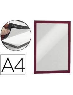 MARCO PORTA ANUNCIOS DURABLE MAGNETICO DIN A4 DORSO ADHESIVO REMOVIBLE COLOR ROJO PACK DE 2 UNIDADES