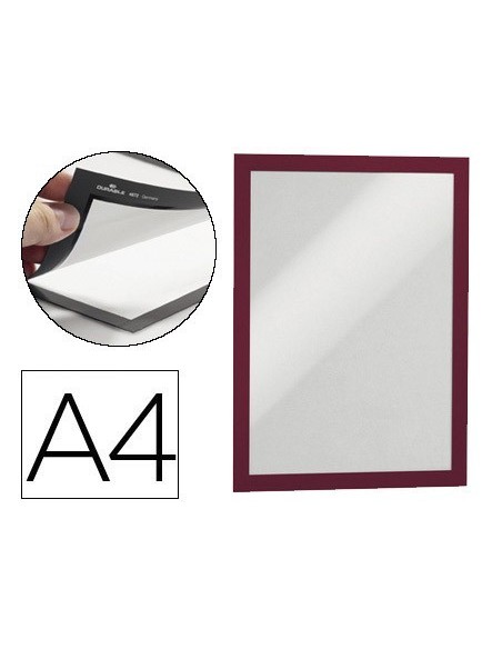 MARCO PORTA ANUNCIOS DURABLE MAGNETICO DIN A4 DORSO ADHESIVO REMOVIBLE COLOR ROJO PACK DE 2 UNIDADES