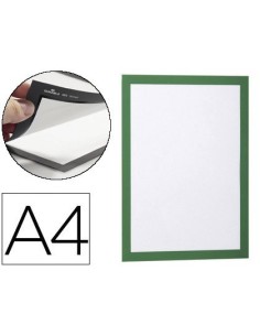 MARCO PORTA ANUNCIOS DURABLE MAGNETICO DIN A4 DORSO ADHESIVO REMOVIBLE COLOR VERDE PACK DE 2 UNIDADES