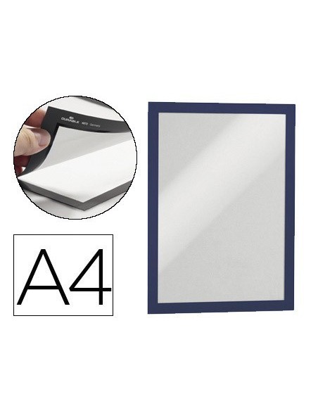 MARCO PORTA ANUNCIOS DURABLE MAGNETICO DIN A4 DORSO ADHESIVO REMOVIBLE COLOR AZUL PACK DE 2 UNIDADES