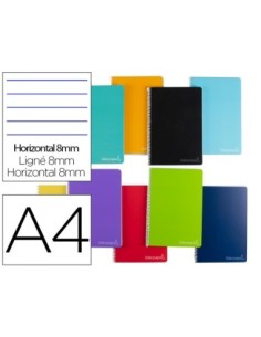 CUADERNO ESPIRAL LIDERPAPEL A4 MICRO WITTY TAPA DURA 140H 75GR HORIZONTAL 8MM 5 BANDAS 4 TALADROS COLORES SURTIDOS