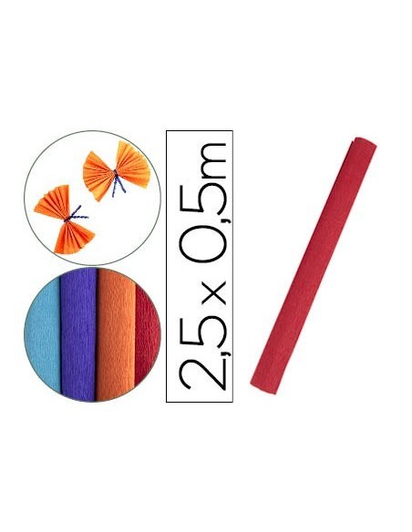 PAPEL CRESPON LIDERPAPEL ROLLO DE 50 CM X 2,5 M 85G/M2 ROJO