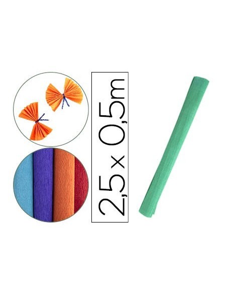 PAPEL CRESPON LIDERPAPEL ROLLO DE 50 CM X 2,5 M 85G/M2 VERDE