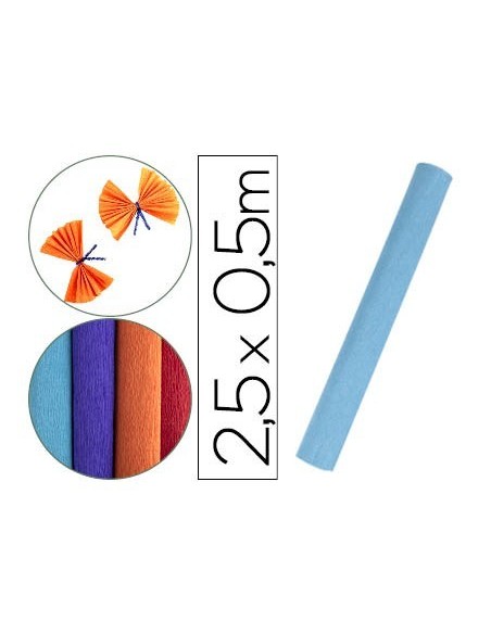 PAPEL CRESPON LIDERPAPEL ROLLO DE 50 CM X 2,5 M 85G/M2 CELESTE