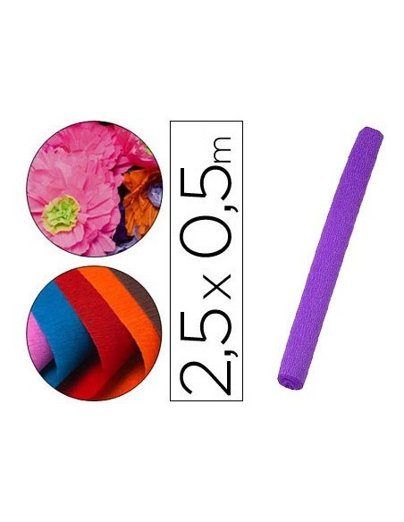 PAPEL CRESPON LIDERPAPEL ROLLO DE 50 CM X 2,5 M 85G/M2 MORADO