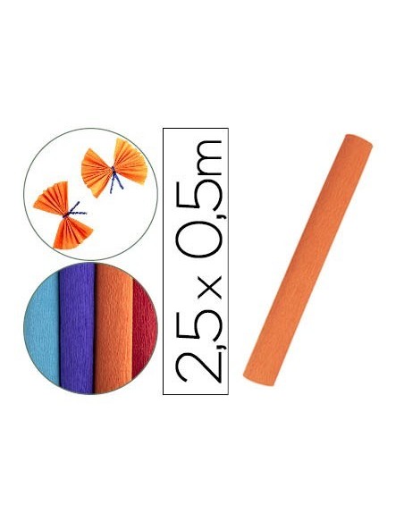 PAPEL CRESPON LIDERPAPEL ROLLO DE 50 CM X 2,5 M 85G/M2 NARANJA