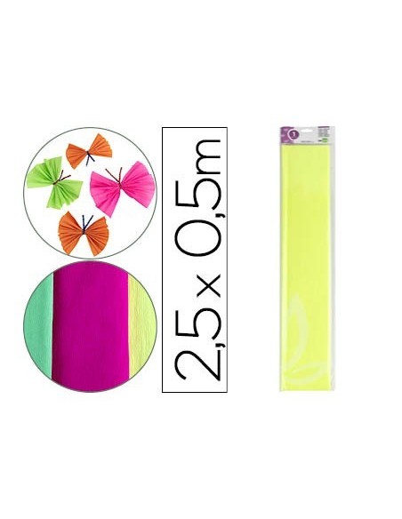 PAPEL CRESPON LIDERPAPEL 50 CM X 2,5 M 34G/M2 AMARILLO FLUORESCENTE