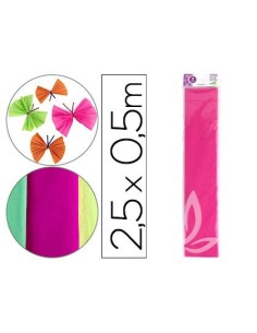 PAPEL CRESPON LIDERPAPEL 50 CM X 2,5 M 34G/M2 ROSA FLUORESCENTE