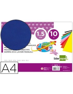 GOMA EVA LIDERPAPEL DIN A4 60G/M2 ESPESOR 1,5MM AZUL PAQUETE DE 10 HOJAS