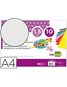 GOMA EVA LIDERPAPEL DIN A4 60G/M2 ESPESOR 1,5MM BLANCO PAQUETE DE 10 HOJAS