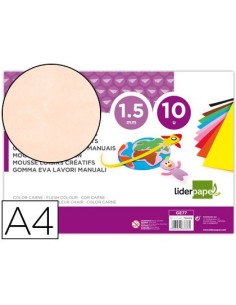 GOMA EVA LIDERPAPEL DIN A4 60G/M2 ESPESOR 1,5MM CARNE PAQUETE DE 10 HOJAS