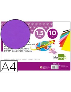 GOMA EVA LIDERPAPEL DIN A4 60G/M2 ESPESOR 1,5MM VIOLETA PAQUETE DE 10 HOJAS