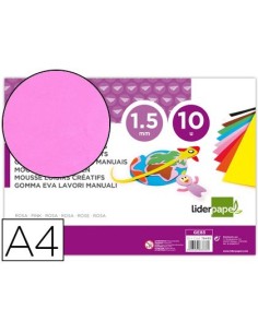 GOMA EVA LIDERPAPEL DIN A4 60G/M2 ESPESOR 1,5MM ROSA PAQUETE DE 10 HOJAS