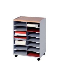 MODULO FAST-PAPERFLOW CON 14 CASILLAS Y RUEDAS PIVOTANTES COLOR GRIS 720X514X330 MM