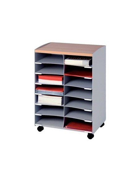 MODULO FAST-PAPERFLOW CON 14 CASILLAS Y RUEDAS PIVOTANTES COLOR GRIS 720X514X330 MM