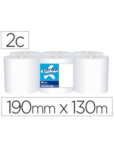 PAPEL SECAMANOS AMOOS 2 CAPAS 190 MM X 130 MT PAQUETE DE 6 ROLLOS