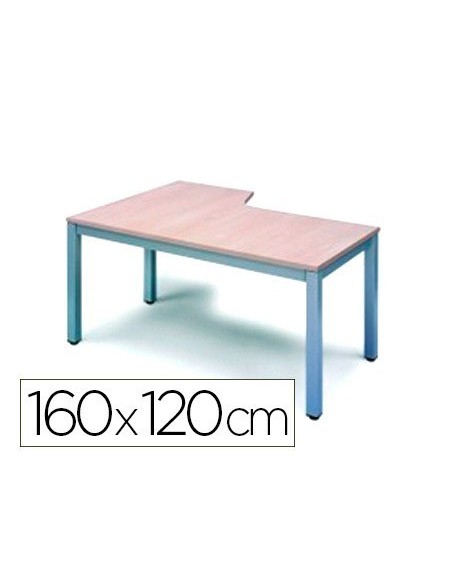 MESA OFICINA ROCADA SERIE EXECUTIVE FORMA EN L DERECHA 160X120 CM ACABADO AD01 ALUMINIO/HAYA