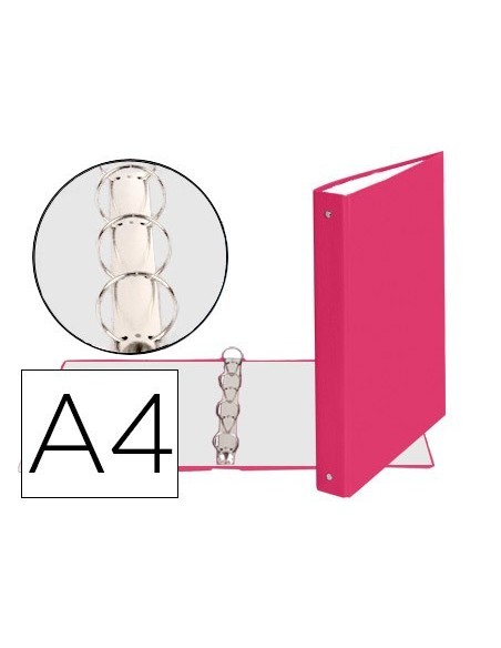 CARPETA DE 4 ANILLAS 30MM REDONDAS EXACOMPTA A4 CARTON FORRADO ROSA