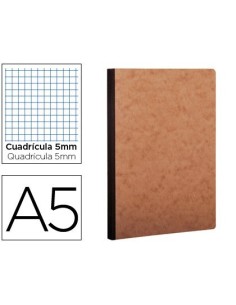 LIBRETA AGE-BAG TAPA CARTULINA LOMO COSIDO CUADRO 5 MM 96 HOJAS COLOR HAVANA 148X210 MM