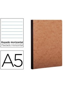 LIBRETA AGE-BAG TAPA CARTULINA LOMO COSIDO RAYADO HORIZONTAL 96 HOJAS COLOR HAVANA 148X210 MM