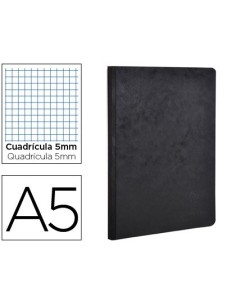 LIBRETA AGE-BAG TAPA CARTULINA LOMO COSIDO CUADRO 5 MM 96 HOJAS COLOR NEGRO 148X210 MM