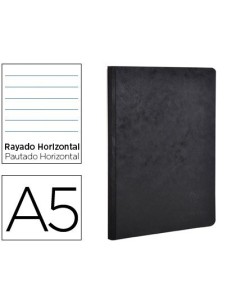 LIBRETA AGE-BAG TAPA CARTULINA LOMO COSIDO RAYADO HORIZONTAL 96 HOJAS COLOR NEGRO 148X210 MM
