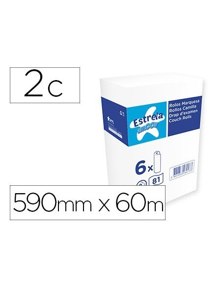 ROLLO PAPEL PARA CAMILLAS AMOOS 2 CAPAS 81 SERVICIOS 590 MM X 60 M