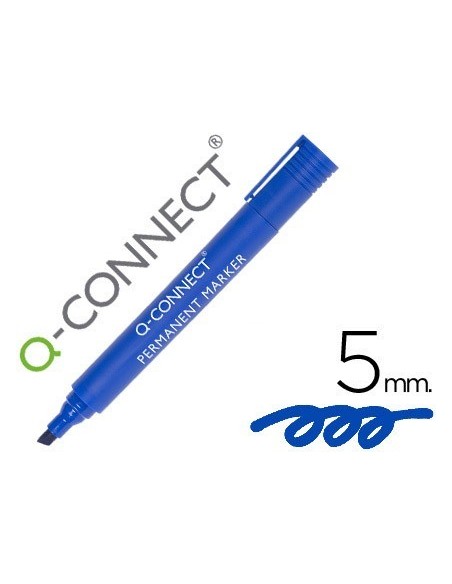 ROTULADOR Q-CONNECT MARCADOR PERMANENTE AZUL PUNTA BISELADA 5.0 MM