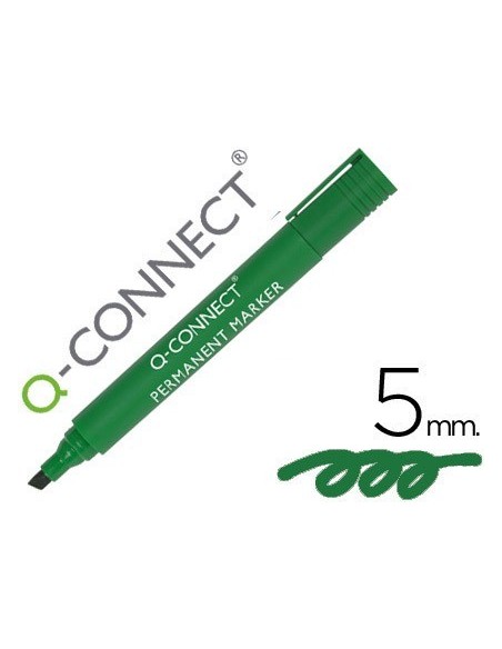 ROTULADOR Q-CONNECT MARCADOR PERMANENTE VERDE PUNTA BISELADA 5.0 MM