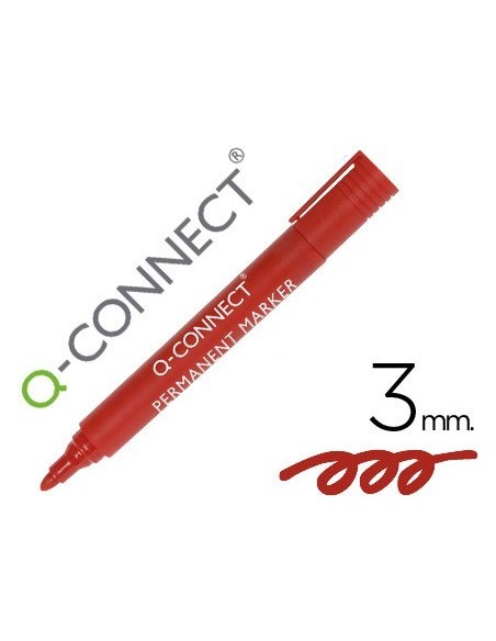 ROTULADOR Q-CONNECT MARCADOR PERMANENTE ROJO PUNTA REDONDA 3.0 MM