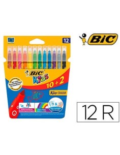 ROTULADOR BIC KIDS COULEUR ESTUCHE DE 10+2 COLORES TINTA BASE DE AGUA LAVABLE