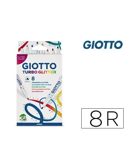 ROTULADOR GIOTTO TURBO GLITTER PURPURINA CAJA DE 8 UNIDADES