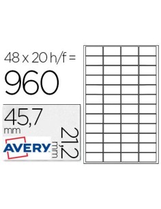 ETIQUETA ADHESIVA AVERY POLIESTER PLATA 45,7X21,2 MM LASER PACK DE 960 UNIDADES