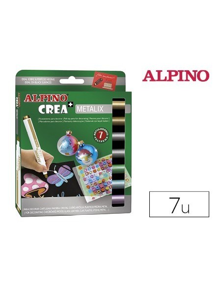 ROTULADOR ALPINO CREA METALIX CAJA DE 7 COLORES SURTIDOS