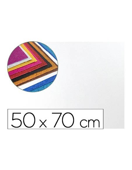GOMA EVA CON PURPURINA LIDERPAPEL 50X70CM 60G/ M2 ESPESOR 2 MM BLANCO