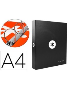 CARPETA 4 ANILLAS 40 MM MIXTAS LIDERPAPEL ANTARTIK A4 FORRADA COLOR NEGRO