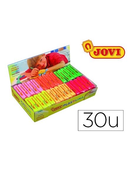 PLASTILINA JOVI 70F TAMAÑO PEQUEÑO CAJA DE 30 UNIDADES COLORES FLUORESCENTES SURTIDOS