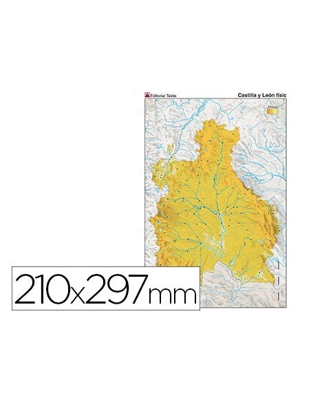 MAPA MUDO COLOR DIN A4 CASTILLA-LEON FISICO