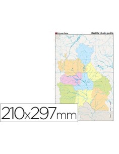 MAPA MUDO COLOR DIN A4 CASTILLA-LEON POLITICO