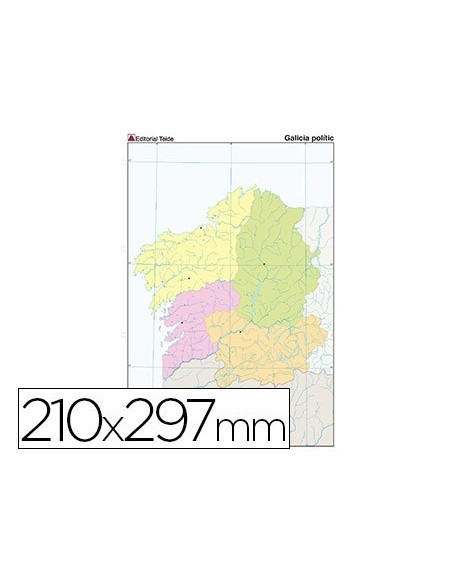MAPA MUDO COLOR DIN A4 GALICIA POLITICO