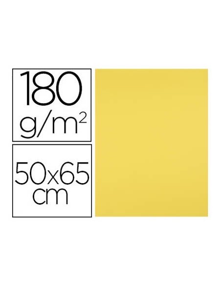 CARTULINA LIDERPAPEL 50X65 CM 180G/M2 AMARILLO LIMON PAQUETE DE 25