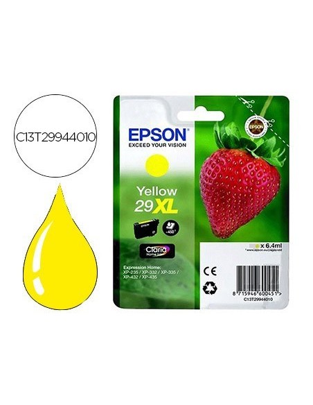 INK-JET EPSON HOME 29XL T2994 XP435/330/335/332/430/235/432 AMARILLO 450 PAG